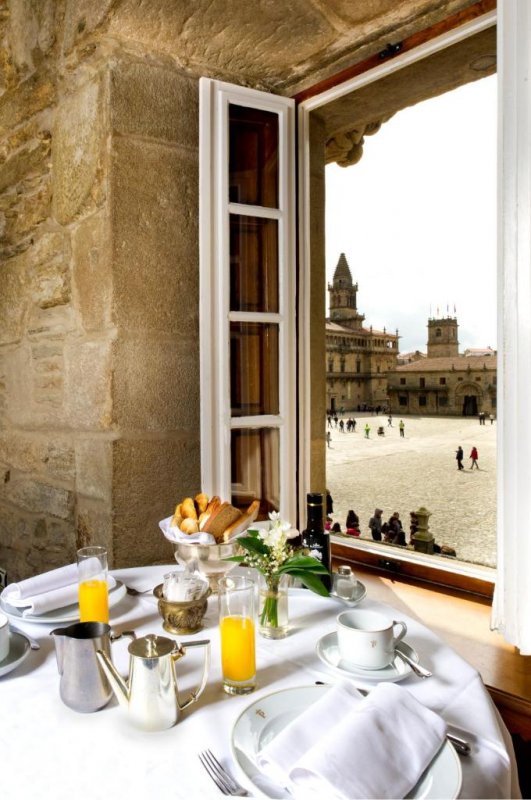 Parador de Santiago - Hostal Reis Catolicos is set in a beautiful 15th-century building next to Santiago’s famous cathedral.